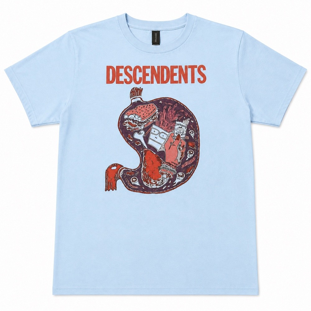Descendents Punk Rock Band Graphic T-Shirt Light Blue Mens Large 23x28